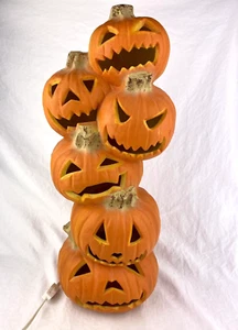 VTG 1993 Trendmasters 6 Jack O'Lantern Stacking Tower Halloween Pumpkin Light Up - Picture 1 of 13