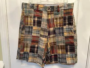 Pantaloncini uomo Brooks Brothers 346 Madras cotone a quadri patchwork preppy 32 belli! - Foto 1 di 3