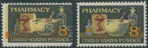 1972, USA PHARMACY ISSUE, 8C, BLACK COLOR SHIFTED TO THE RIGHT, NH, SC. #1473 - Picture 1 of 2