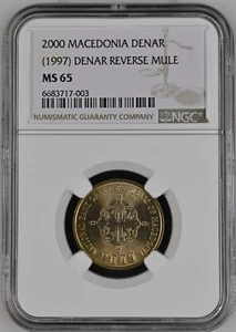 2000 Macedonia Denar NGC Error Muled 1997 Reverse MS 65 - Picture 1 of 2