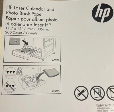 170 Sheets HP Laser Calendar & Photo Book Paper 11.7” x 12” - OPEN PACK - CG971A - Image 1 of 3
