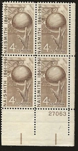 US Scott #1189, Plate Block #27063 1961 Naismith 4c FVF MNH Lower Right - Picture 1 of 1
