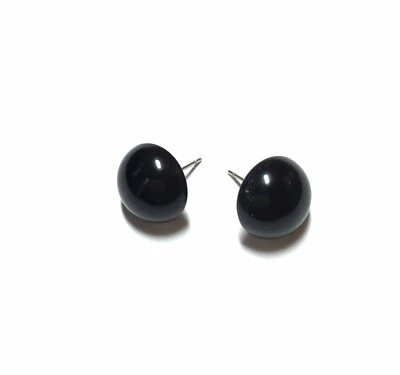 Pendientes de botón retro con cúpula Lucite vintage brillantes negros Foto 1 de 4