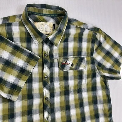 Mossy Oak Men's Size L Large Shirt Button Front Green Plaid Short Sleeve Pocket - Image 1 of 4