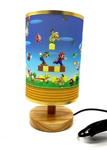 Table Lamp Mario Bedside Night Light Wood Base Room Decoration or Great Gift ... - Picture 1 of 7