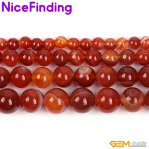 Perline naturali a fascia in agata colore corniola per fare gioielli foro grande 15" 2mm - Foto 1 di 36