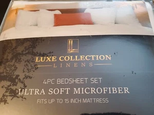 Weißes Bettlaken-Set, KING, NEU, Luxe Collection Bettwäsche, ULTRAWEICHE MIKROFASER - Bild 1 von 2