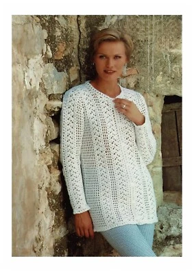 CROCHET PATTERN COPY Ladies long/ short Summer lace cardigan DK yarn 30-40" 751F - Image 1 of 4
