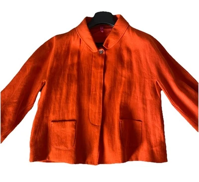 Piazza Sempione Red Orange Linen Jacket Italian 42-US 6 Made in Italy - Image 1 of 4