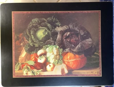 Set Of 4 Pimpernel “Classic Vegetables” Cork Placemats 15 5/8” x 11 3/4” in Box - Image 1 of 4