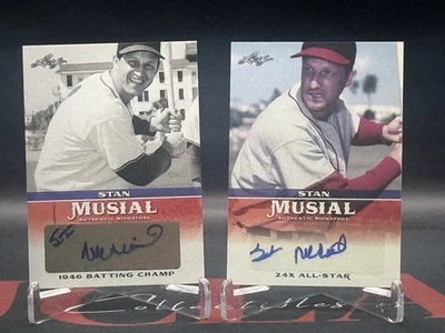 2 tarjetas automáticas Leaf Heroes of Baseball Milestone Stan Musial #MA-SM8/SM120 2015 Foto 1 de 4