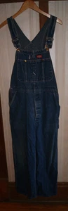 Mens Dickies Vintage 90s Denim Jeans Carpenters Bib Overalls Size 34x32 USA Made - Picture 1 of 6