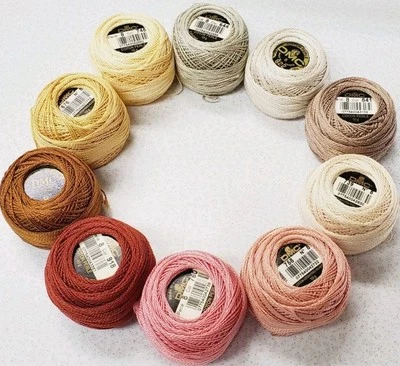 10 Шарики DMC #8 крючком нитки пряжи 95 ярдов 10 различных цветов E - Изображение 1 из 4