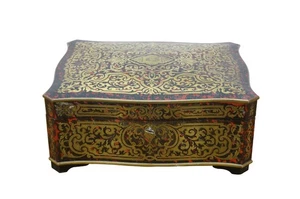 Antique French Napoleon III Boulle Marquetry Brass Faux Tortoise Keepsake Box - Picture 1 of 20