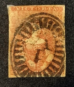 Queensland 1850 SG5 1D 2nd State ThickLine With Re-Entries Reads as VICTORIA(N) - Picture 1 of 4