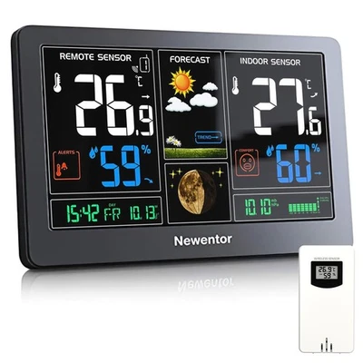 Weather Station Wireless Indoor Outdoor Thermometer, Color Display Digital We... - Image 1 of 2