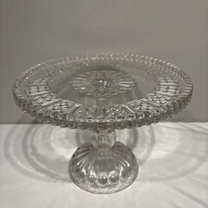 Pedestal de vidrio antiguo EAPG Adams con patrón de cabaña 1887-1891 - Imagen 1 de 10