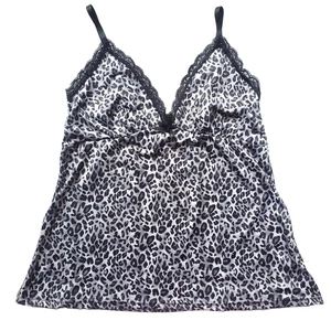 Vintage Nanette Lepore Y2K Trägertop Größe S grau Leopard Spitze Babydoll Schlafoberteil Baddie - Bild 1 von 8
