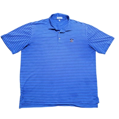 Peter Millar Polo L Men Swan Performance Striped Golf Embroidered Pima Cotton - Image 1 of 4