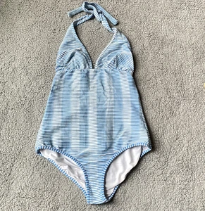 Shoshanna Swimsuit Women's Size 10 One-Piece Ombre Textured Stripe Halter Resort - Picture 1 of 9