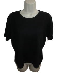 Apostrophe 100% Cashmere Black Crew Neck Short Sleeve Sweater Size M - Picture 1 of 3
