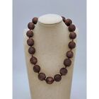 Asian Lantern Necklace Chocolate Brown Jute Wrapped Beads 1411