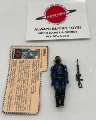 Figura Cobra Soldier 1982 con tarjeta de archivo trasera roja completa GI Joe brazo recto Foto 1 de 3