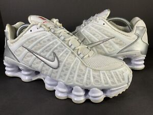 Nike Shox TL White Metallic Silver Grey Mens Size 9 AV3595-100 Sneaker