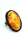 Lovely Big Michal Negrin Oval Enamel Flowers And a Baby Adjustable Ring.   