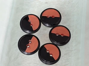 5x+ 1x Kunststoff-Knöpfe - 2-farbig - Schwarz/Rot - 18mm - Bild 1 von 1