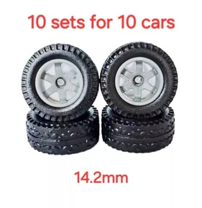 Hot Wheels 10 Sets 14.2mm Off Road Gray TE37 6 Spoke Rims & Rubber Tire Wheels - Picture 1 of 1