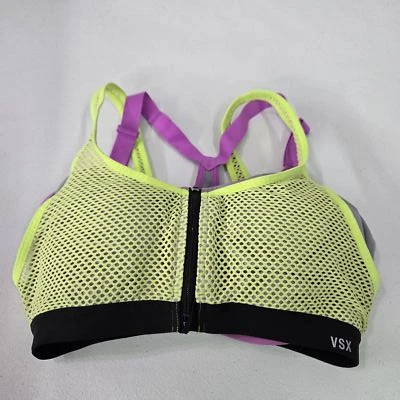 Victoria's Secret Women Sports Bra 34DD Yellow Mesh Front Closure Racerback - Image 1 of 4