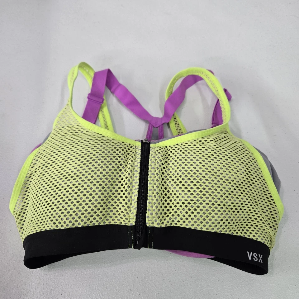 Victoria's Secret Women Sports Bra 34DD Yellow Mesh Front Closure Racerback - Image 1 of 4