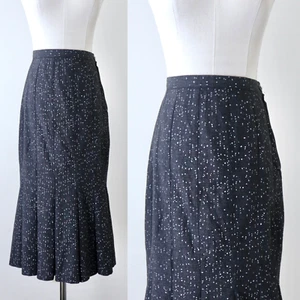 Vintage 1980s A. Byer High Waisted Mermaid Midi Skirt Retro Dot Print - Picture 1 of 10