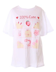 Tp-163-2 White Pig Strawberry Sakura Print T-Shirt Pastel Lolita Kawaii - Picture 1 of 7