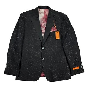 Tallia Mens Slim Fit Dotted Sport Coat Black Silver 42S - Picture 1 of 5