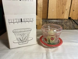 Fifth Avenue Crystal Crackled Glass Spring Garden Tulip Votive Candle Holder New - Picture 1 of 7