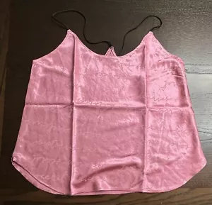 Victoria’s Secret L-Satin Jacquard Cami Rose Pink Signature Logo Racerback - Picture 1 of 19
