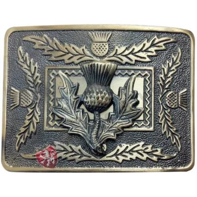 HOUSE OF SCOTLAND Herren Scottish Thistle Crest Kilt Gürtelschnalle Antik Finish Highland Buckles