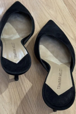 Barely Used Tamara Mellon REBEL 55 Pumps Leather Pointy Black Shoes 38 - Image 1 of 4