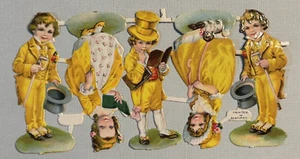 Vintage German Die-Cut Scrap Traditional Victorian Children Dressed in Yellow - Picture 1 of 9