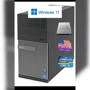 Desktop Dell OptiPlex MT Quad Core i5 Windows 11 PC 240GB SSD Wifi+Keyb+Mouse - Picture 1 of 8