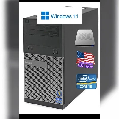 Desktop Dell OptiPlex MT Quad Core i5 Windows 11 PC  240GB  SSD Wifi+Keyb+Mouse - Image 1 of 4