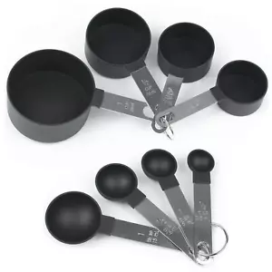 8pcs Measuring Cups and Spoons Set with Stainless Steel Handles Baking Kitchen - Picture 1 of 10