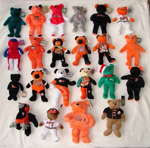 22 lot MLB Cal Ripken Jr Baltimore Orioles Plush Bears Asst Brands Beanie w/Tags Cover