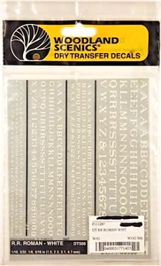 Woodland Scenics HO Scale Dry Transfer Decals #DT506 RR Roman Lettering - White - Picture 1 of 4