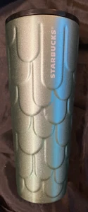 Starbucks Sirene geprägt Meerjungfrau Schwanz Schuppen Edelstahl Tasse mit Deckel 24 oz - Bild 1 von 4