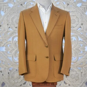 Cricketeer Camel Blazer 100% Wool Men's 2-Button Gold Buttons 42R USA VTG - Picture 1 of 17