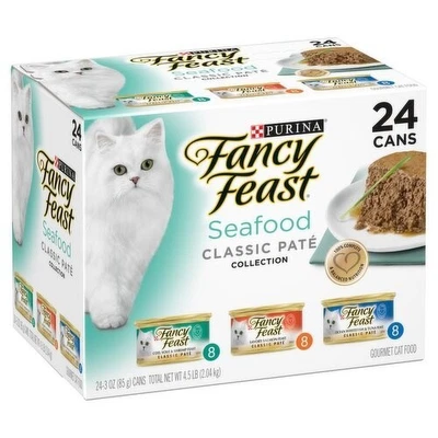 Purina Fancy Feast Seafood Classic Pate Collection Gourmet Cat Food, 3ozX24 Cans
