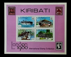 Kiribati - "STAMPS ON STAMPS ~ LONDON 1980" SPECIMEN O/Print MNH MS - Picture 1 of 4